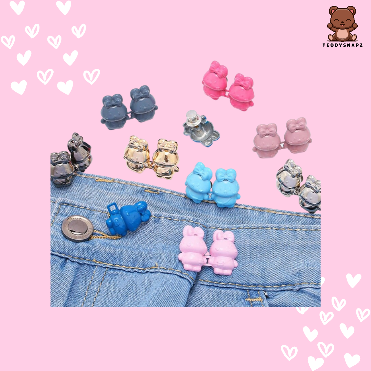 Multiple Colors of BunnySnapz™ - Jeans Snap Button Pins